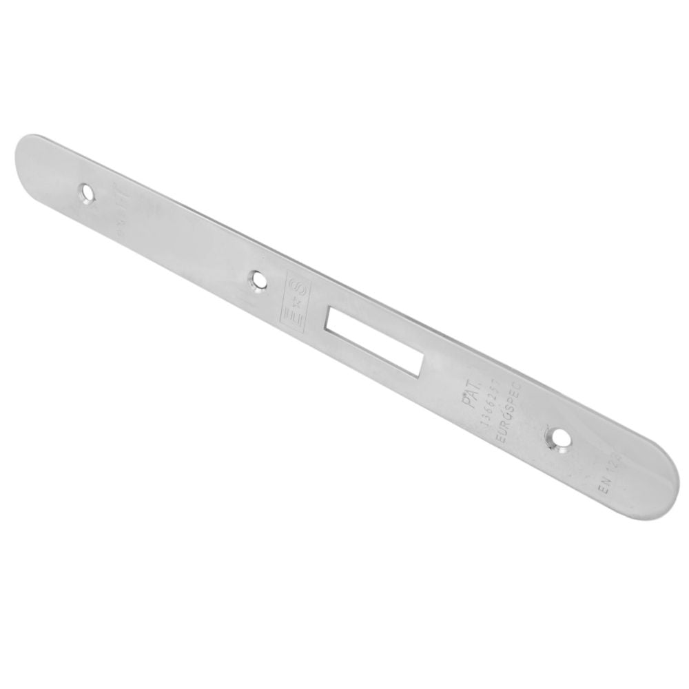 High quality image of Eurospec - Forend Strike & Fixing Pack To Suit Din Euro Deadlock-Bright Stainles | Sku. fsf5015bss-r | Trade Door Handles, Kendal.