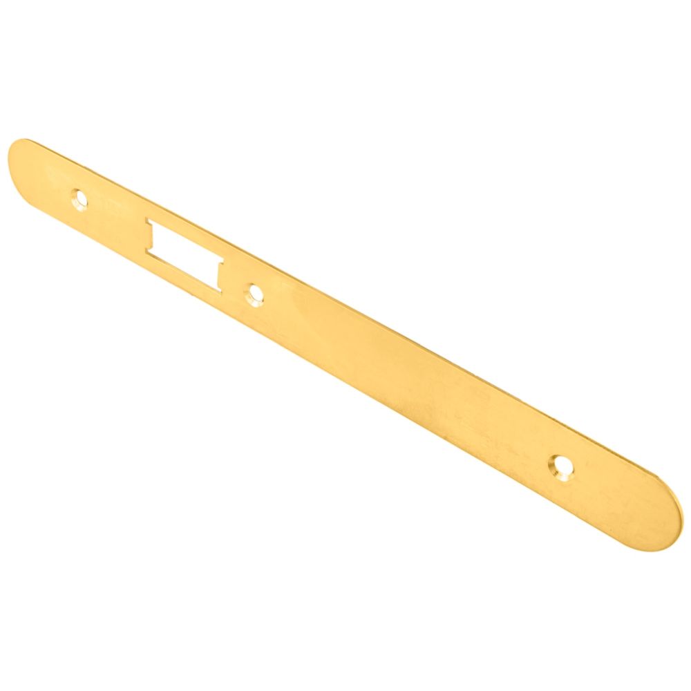 High quality image of Eurospec - Forend Strike & Fixing Pack To Suit Din Latch-PVD-Radius Forend | Sku. fsf5016pvd-r | Trade Door Handles, Kendal.