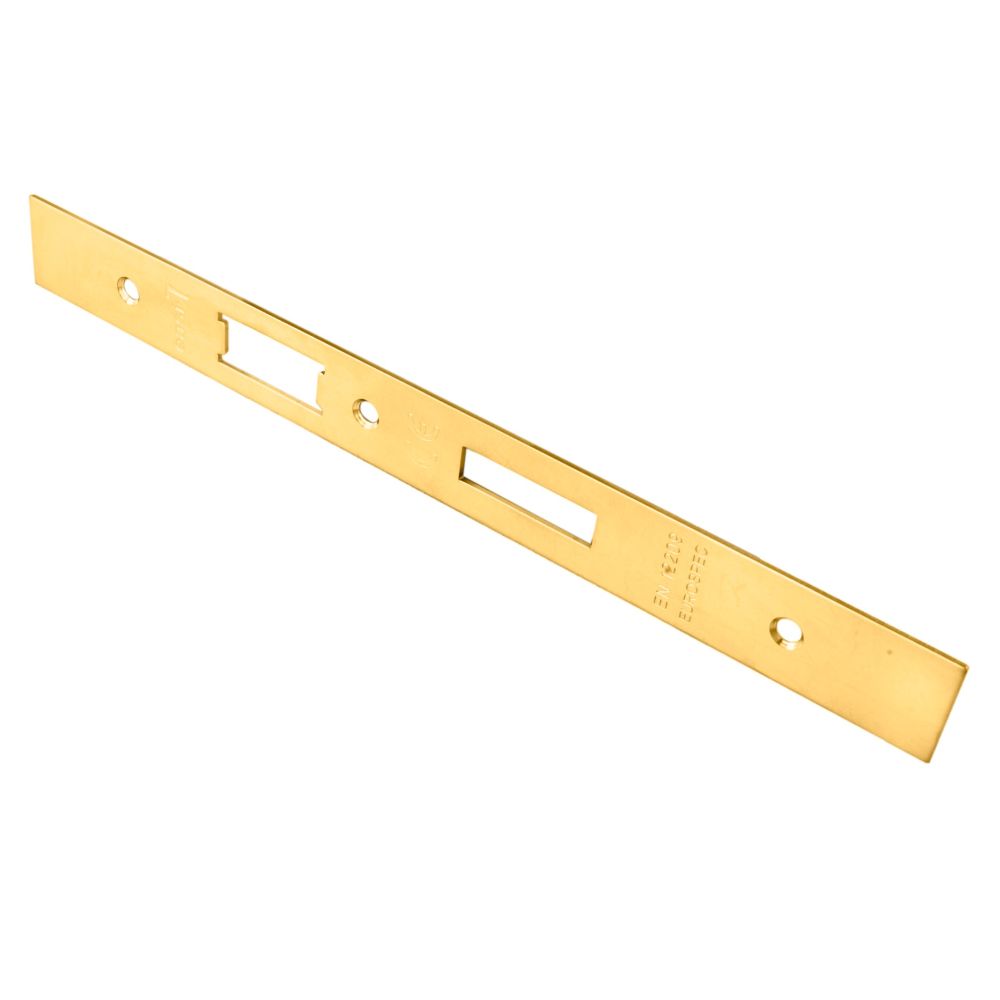High quality image of Eurospec - Forend Strike & Fixing Pack To Suit Din Euro Sash/Bathroom Lock-PVD-S | Sku. fsf5017pvd | Trade Door Handles, Kendal.