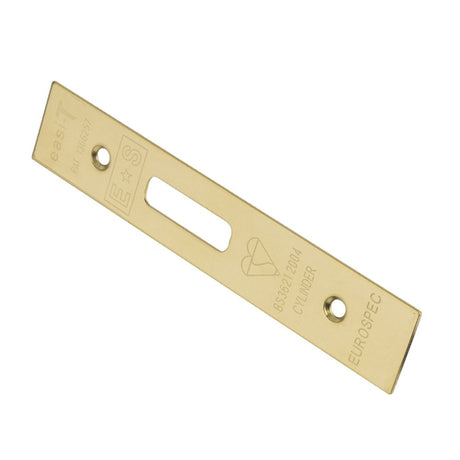 High quality image of Eurospec - Easi T Forend Strike & Fixing Pack To Suit Euro Profile BS Cylinder D | Sku. fsf5019pvd | Trade Door Handles, Kendal.