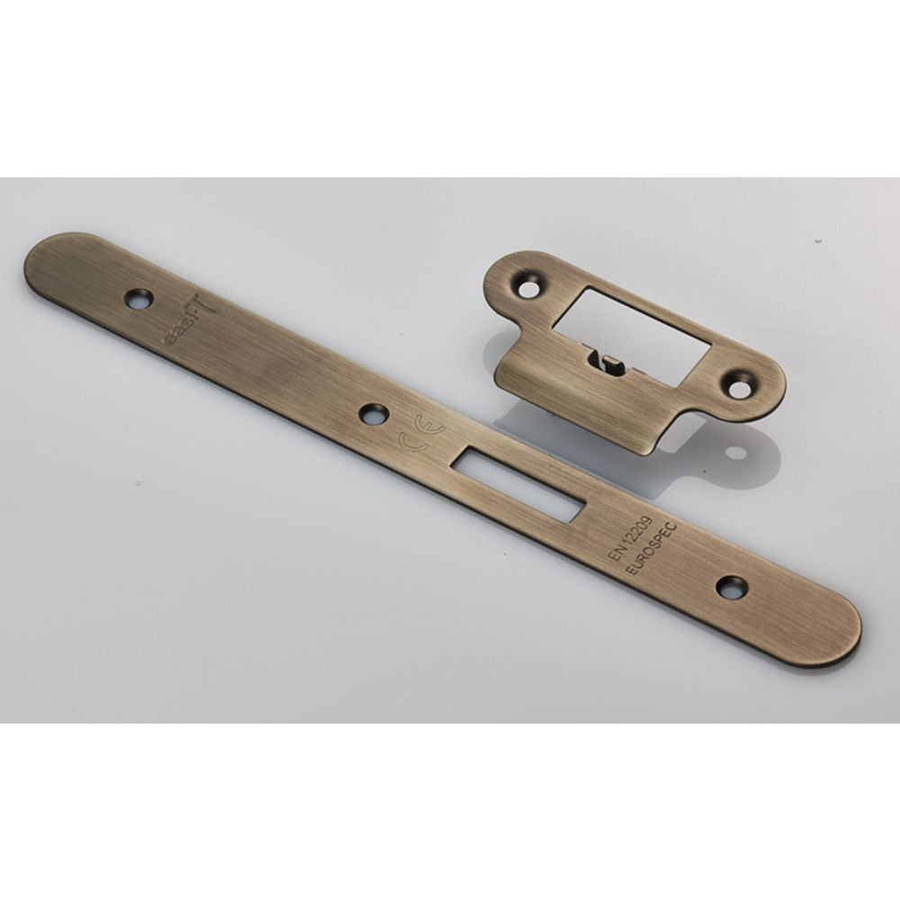 High quality image of Eurospec - Forend Strike and Fixing Pack to suit Din Latch (Security) Radius | Sku. fsf5016ab-r | Trade Door Handles, Kendal.