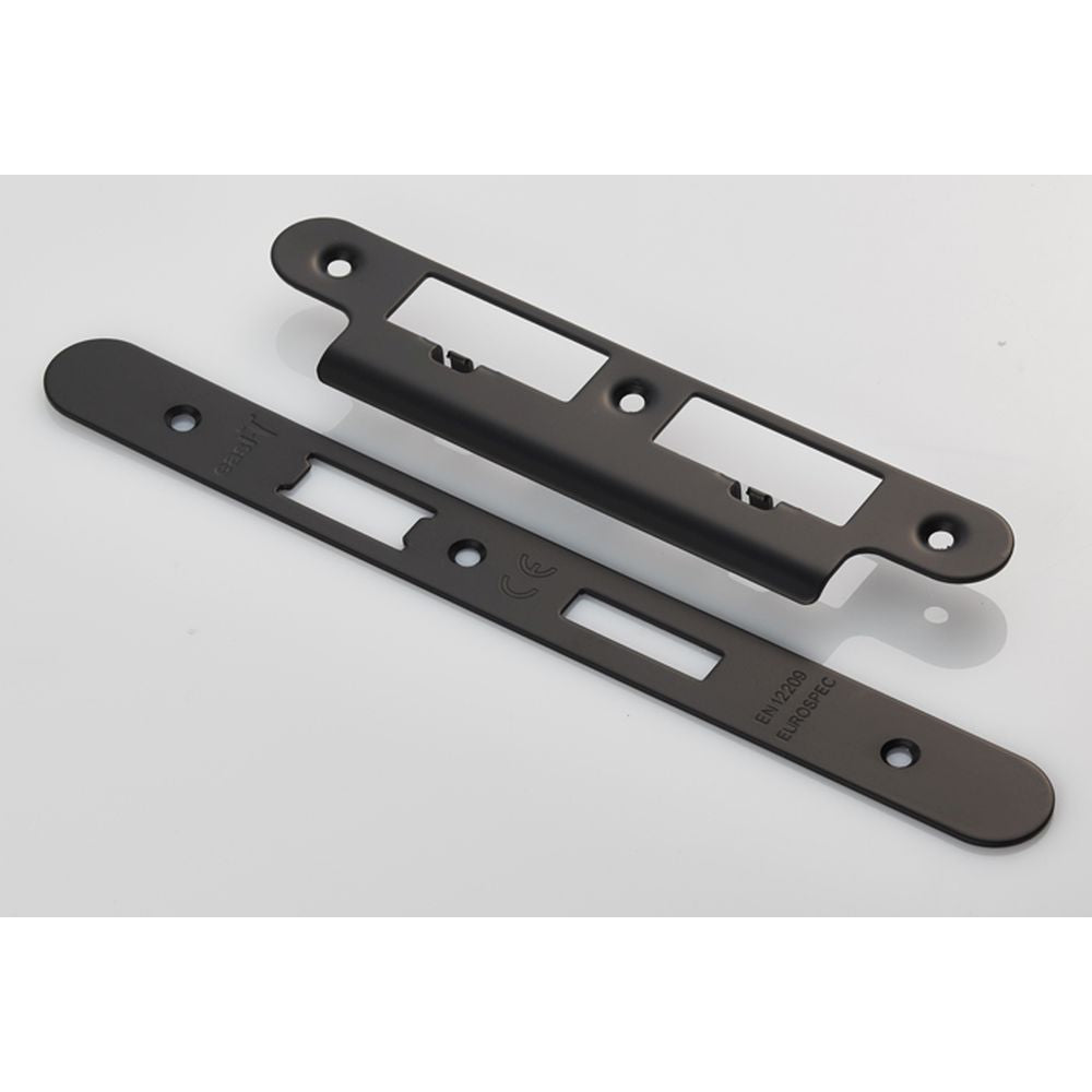 High quality image of Eurospec - Forend Strike and Fixing Pack to suit Din Euro Sash/Bathroom Lock (Se | Sku. fsf5017mb-r | Trade Door Handles, Kendal.