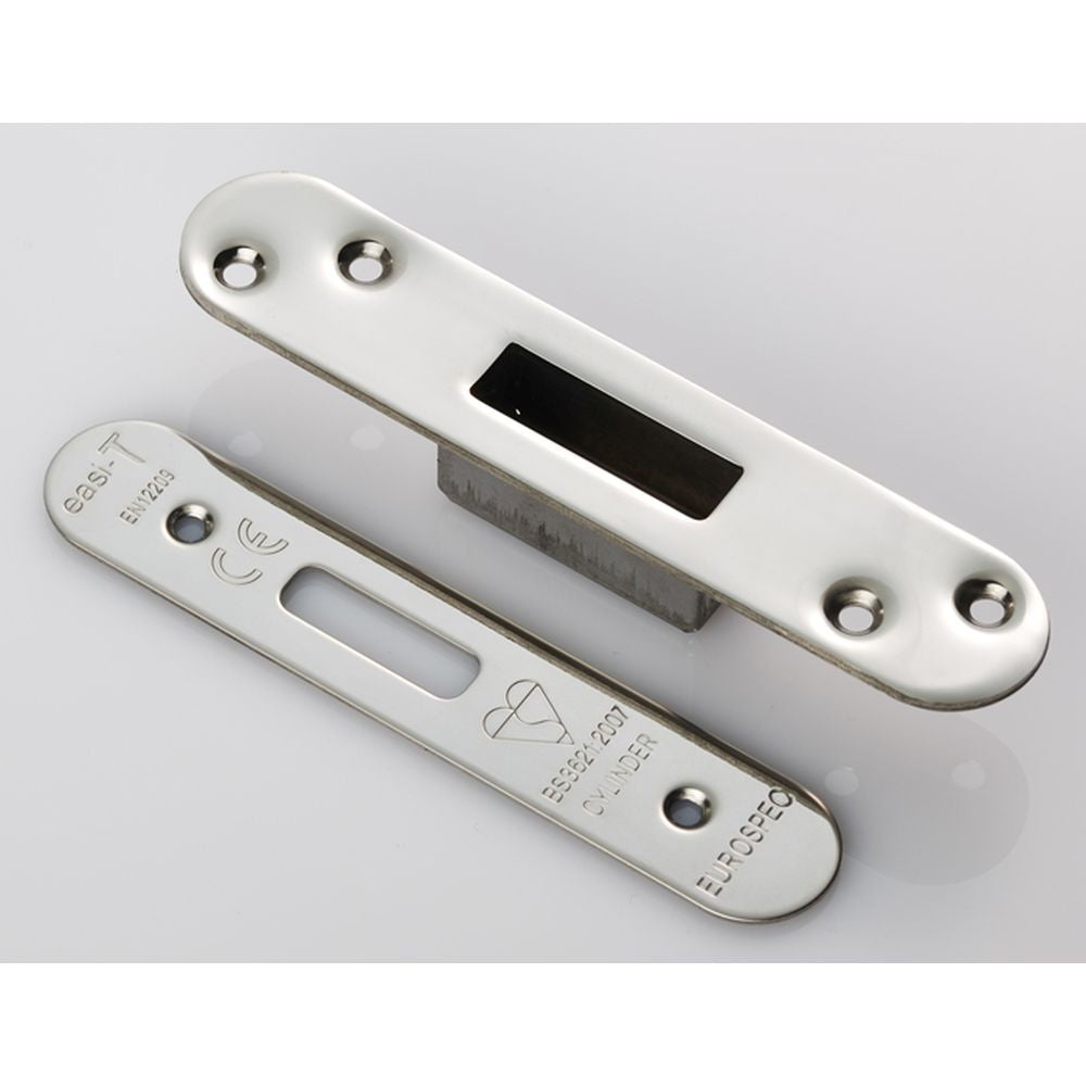 High quality image of Eurospec - Easi T Forend Strike & Fixing Pack To Suit Euro Profile BS Cylinder D | Sku. fsf5019bss-r | Trade Door Handles, Kendal.