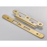 High quality image of Eurospec - Forend Strike & Fixing Pack To Suit Din Escape Lock-PVD-Radius Forend | Sku. fsf5032pvd-r | Trade Door Handles, Kendal.