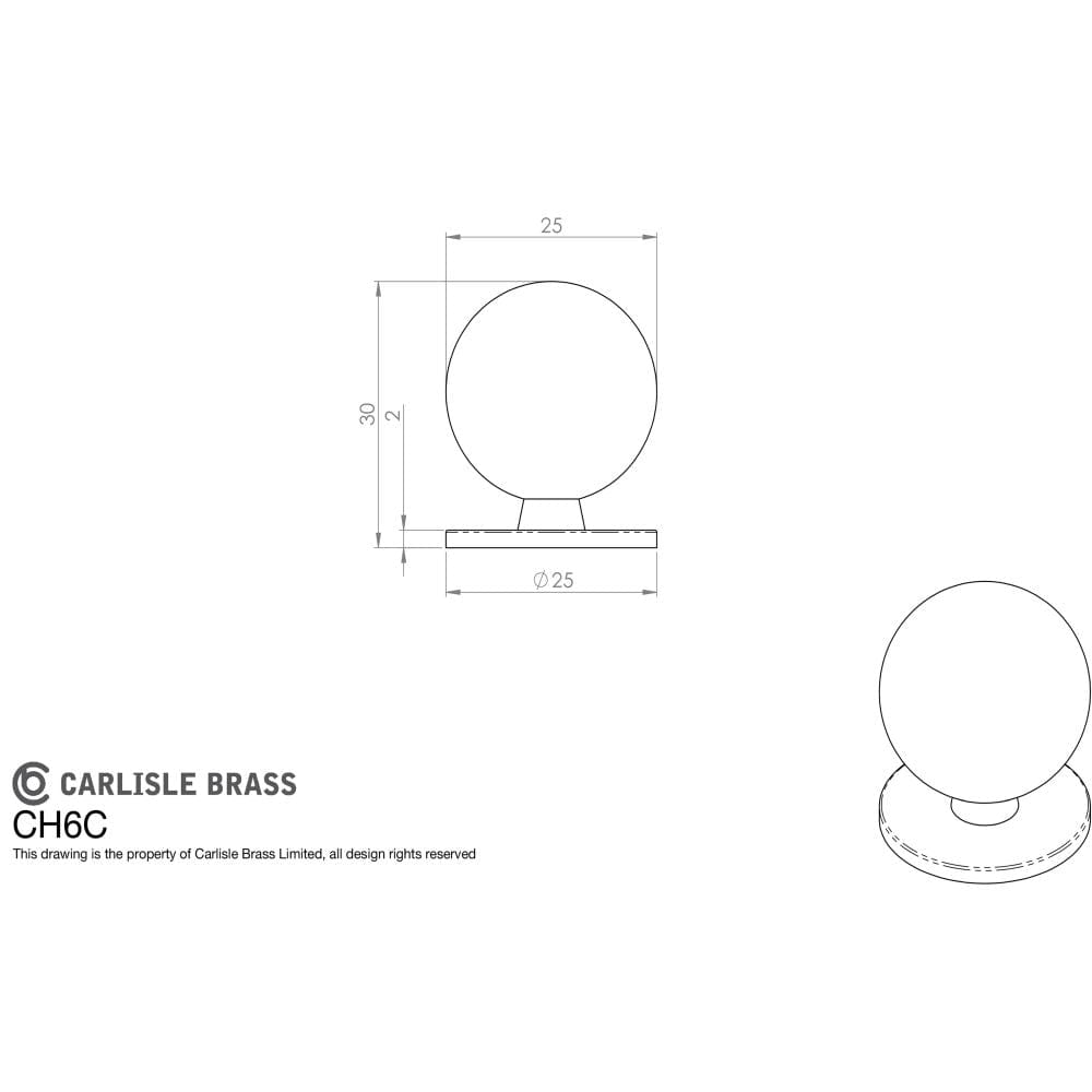 Finger Tip Design Cabinet Hardware Polished Chrome / Cabinet Knobs / 25mm Dia. FTD - Ball Knob 25mm - Polished Chrome