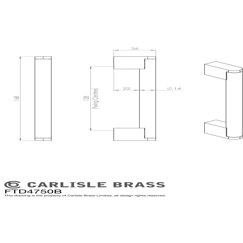 Finger Tip Design Cabinet Hardware Satin Nickel/Stainless Steel / Cabinet Pull Handles / 128mm c/c FTD - Bar Handle 128mm - Satin Nickel/Stainless Steel