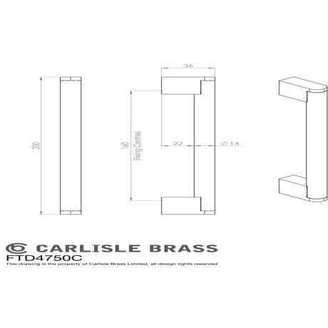 Finger Tip Design Cabinet Hardware Satin Nickel/Stainless Steel / Cabinet Pull Handles / 160mm c/c FTD - Bar Handle 160mm - Satin Nickel/Stainless Steel
