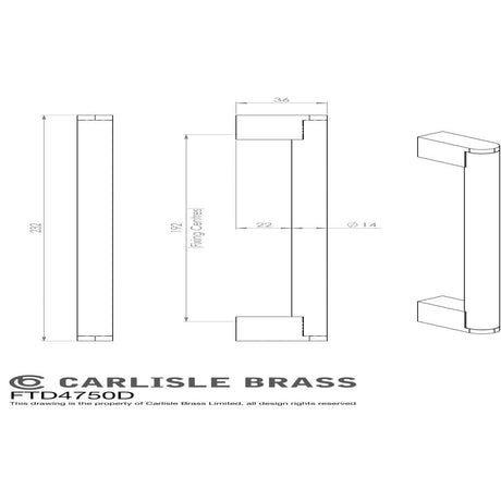 Finger Tip Design Cabinet Hardware Satin Nickel/Stainless Steel / Cabinet Pull Handles / 192mm c/c FTD - Bar Handle 192mm - Satin Nickel/Stainless Steel
