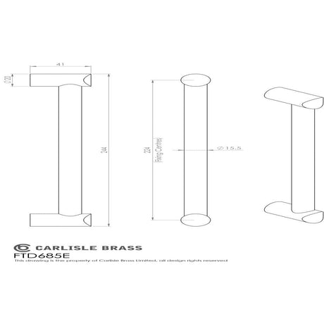 Finger Tip Design Cabinet Hardware Satin Nickel / Cabinet Pull Handles / 224mm c/c FTD - Bar Handle 224mm - Satin Nickel