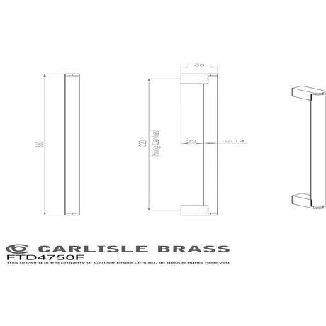 Finger Tip Design Cabinet Hardware Satin Nickel/Stainless Steel / Cabinet Pull Handles / 320mm c/c FTD - Bar Handle 320mm - Satin Nickel/Stainless Steel