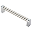 Finger Tip Design Cabinet Hardware Satin Nickel/Polished Chrome / Cabinet Pull Handles / 160mm c/c FTD - Bauhaus Handle 160mm - Satin Nickel/Polished Chrome