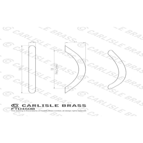 Finger Tip Design Cabinet Hardware Satin Nickel / Cabinet Pull Handles / 128mm c/c FTD - Bow Handle 128mm - Satin Nickel