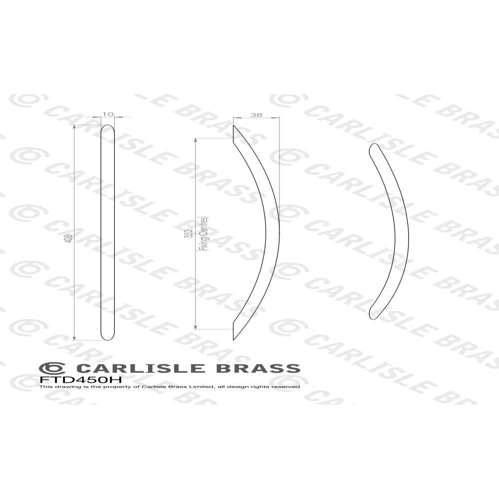 Finger Tip Design Cabinet Hardware Satin Nickel / Cabinet Pull Handles / 352mm c/c FTD - Bow Handle 352mm - Satin Nickel
