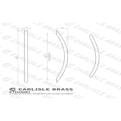Finger Tip Design Cabinet Hardware Satin Nickel / Cabinet Pull Handles / 352mm c/c FTD - Bow Handle 352mm - Satin Nickel