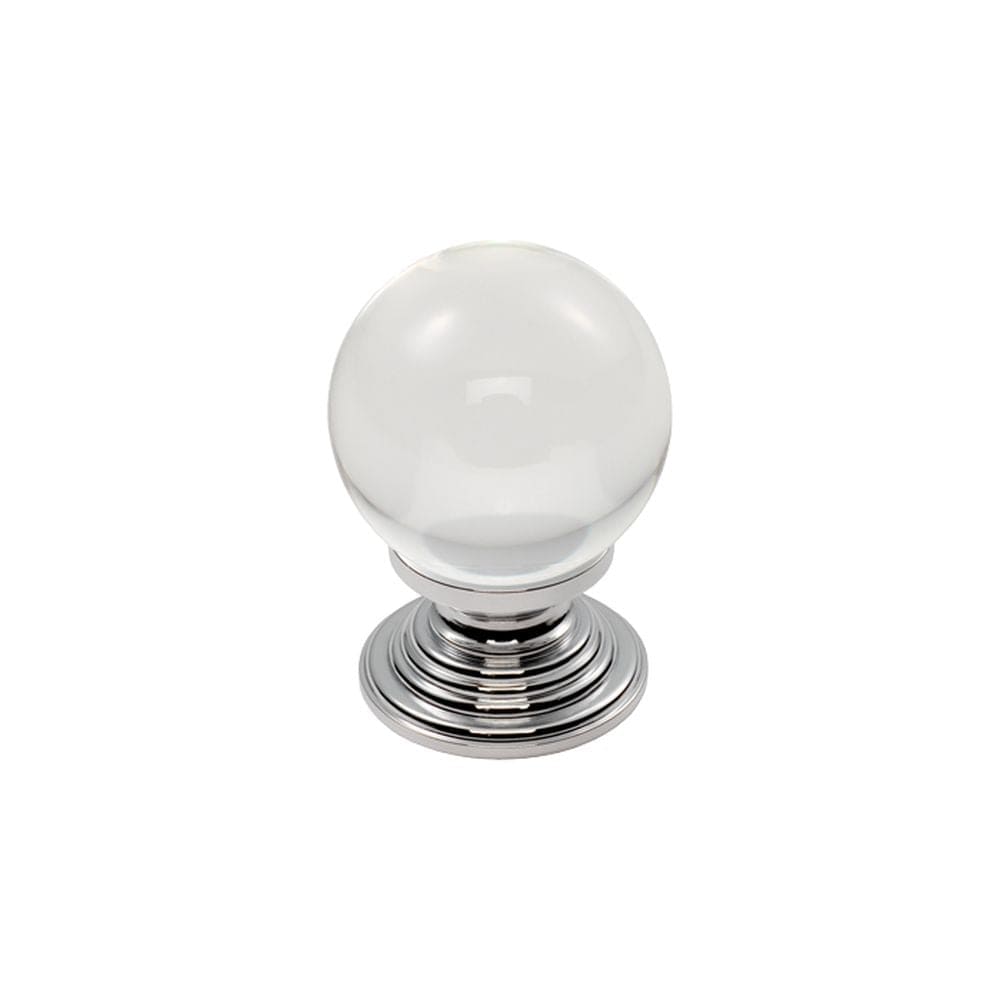 Finger Tip Design Cabinet Hardware Clear Translucent Chrome / Cabinet Knobs / 27mm Dia. FTD - Clear Ball Knob 27mm - Clear Translucent Chrome