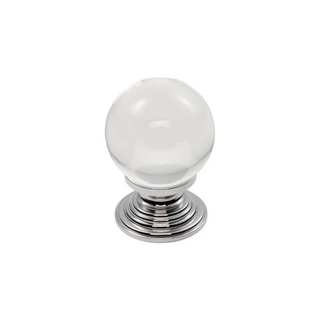 Finger Tip Design Cabinet Hardware Clear Translucent Chrome / Cabinet Knobs / 32mm Dia. FTD - Clear Ball Knob 32mm - Clear Translucent Chrome