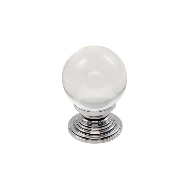 Finger Tip Design Cabinet Hardware Clear Translucent Chrome / Cabinet Knobs / 32mm Dia. FTD - Clear Ball Knob 32mm - Clear Translucent Chrome
