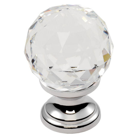 Finger Tip Design Cabinet Hardware Clear Translucent Chrome / Cabinet Knobs / 25mm Dia. FTD - Clear Faceted Knob 25mm - Clear Translucent Chrome