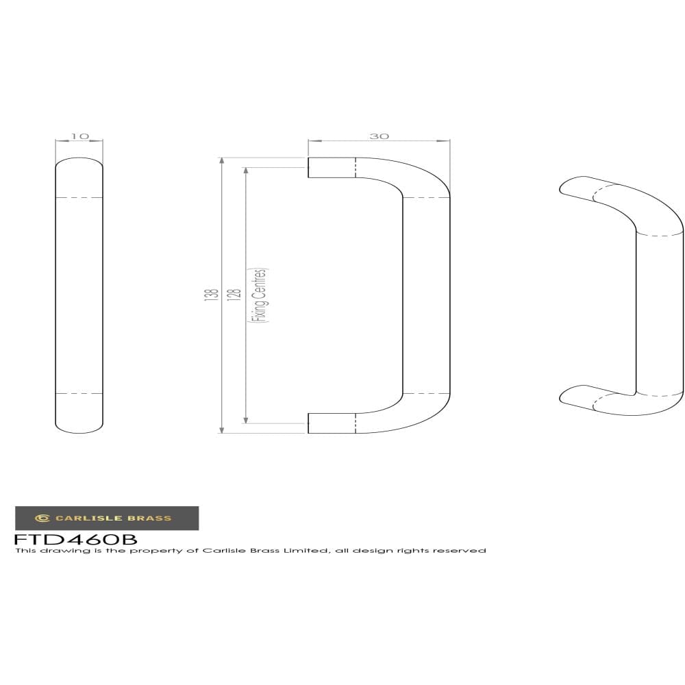 Finger Tip Design Cabinet Hardware Satin Nickel / Cabinet Pull Handles / 128mm c/c FTD - D Handle 128mm - Satin Nickel