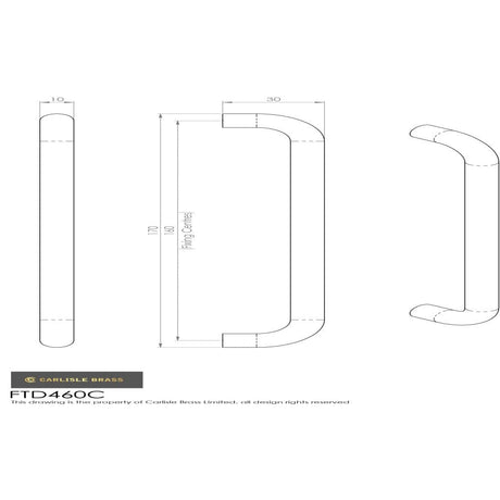 Finger Tip Design Cabinet Hardware Satin Nickel / Cabinet Pull Handles / 160mm c/c FTD - D Handle 160mm - Satin Nickel