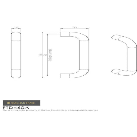 Finger Tip Design Cabinet Hardware Satin Nickel / Cabinet Pull Handles / 96mm c/c FTD - D Handle 96mm - Satin Nickel