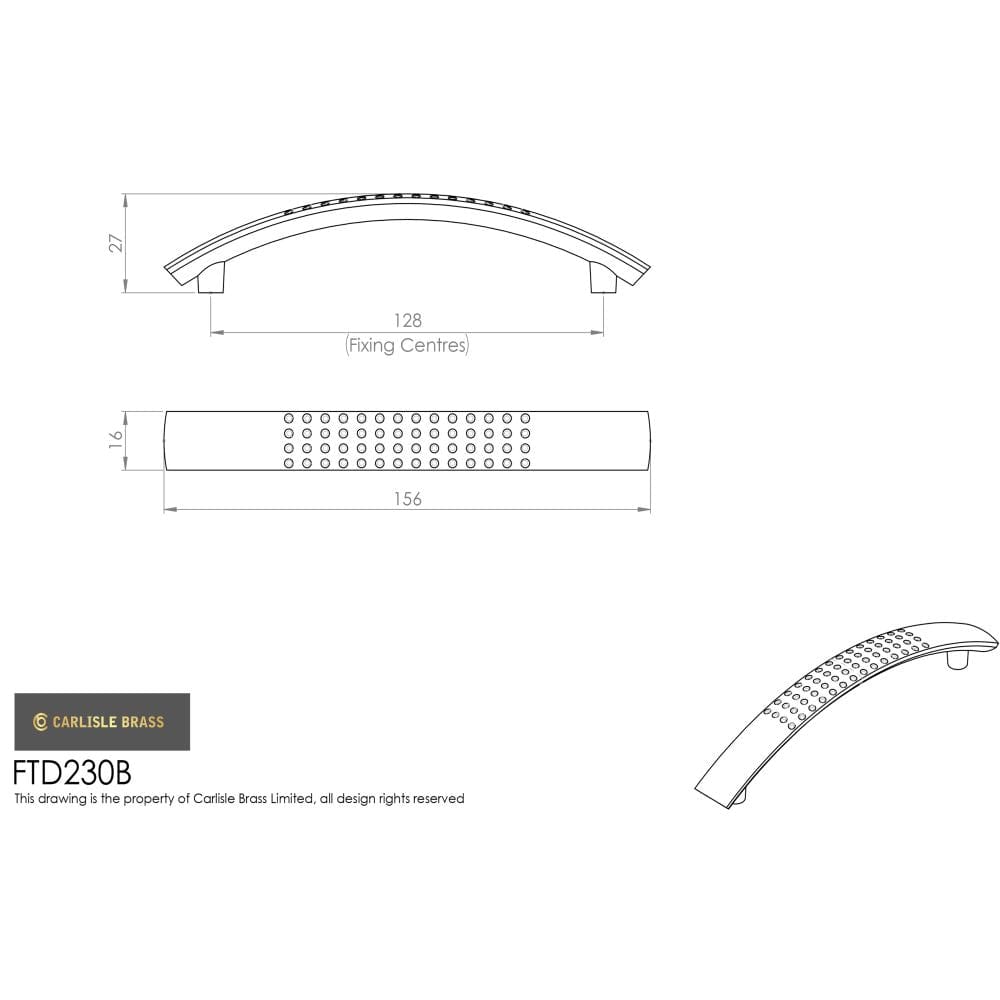 Finger Tip Design Cabinet Hardware Satin Nickel / Cabinet Pull Handles / 128mm c/c FTD - Dimple Handle 128mm - Satin Nickel