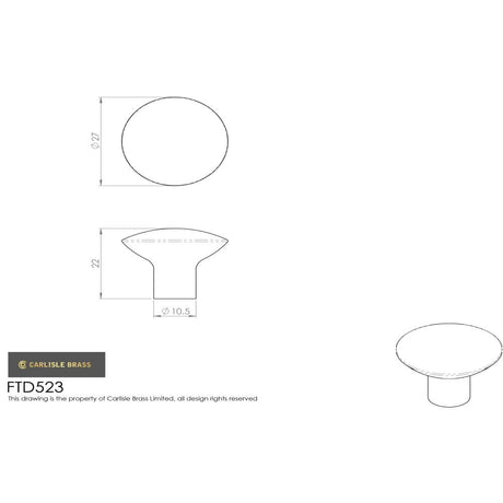 Carlisle Brass Cabinet Hardware Satin Nickel / Cabinet Knobs / 27mm Dia. FTD - Disc Cabinet Knob 27mm - Satin Nickel