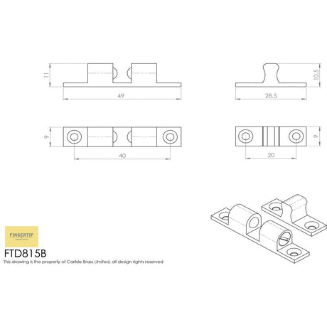 Finger Tip Design Cabinet Hardware Self Colour Brass / Double Ball Catch FTD - Double Ball Catch - Self Colour