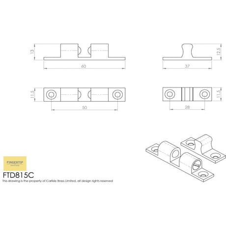 Finger Tip Design Cabinet Hardware Self Colour Brass / Double Ball Catch FTD - Double Ball Catch - Self Colour