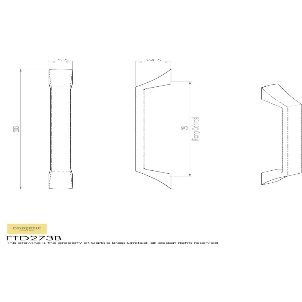 Finger Tip Design Cabinet Hardware Satin Nickel / Cabinet Pull Handles / 128mm c/c FTD - Halcyon Handle 128mm - Satin Nickel