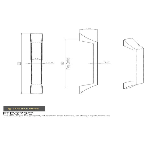 Finger Tip Design Cabinet Hardware Satin Nickel / Cabinet Pull Handles / 160mm c/c FTD - Halcyon Handle 160mm - Satin Nickel