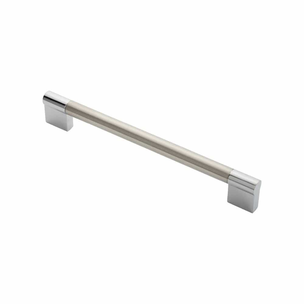 Finger Tip Design Cabinet Hardware Satin Nickel/Polished Chrome / Cabinet Pull Handles / 192mm c/c FTD - Keyhole Handle 192mm - Satin Nickel/Polished Chrome