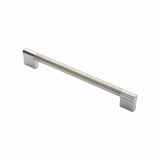 Finger Tip Design Cabinet Hardware Satin Nickel/Polished Chrome / Cabinet Pull Handles / 192mm c/c FTD - Keyhole Handle 192mm - Satin Nickel/Polished Chrome
