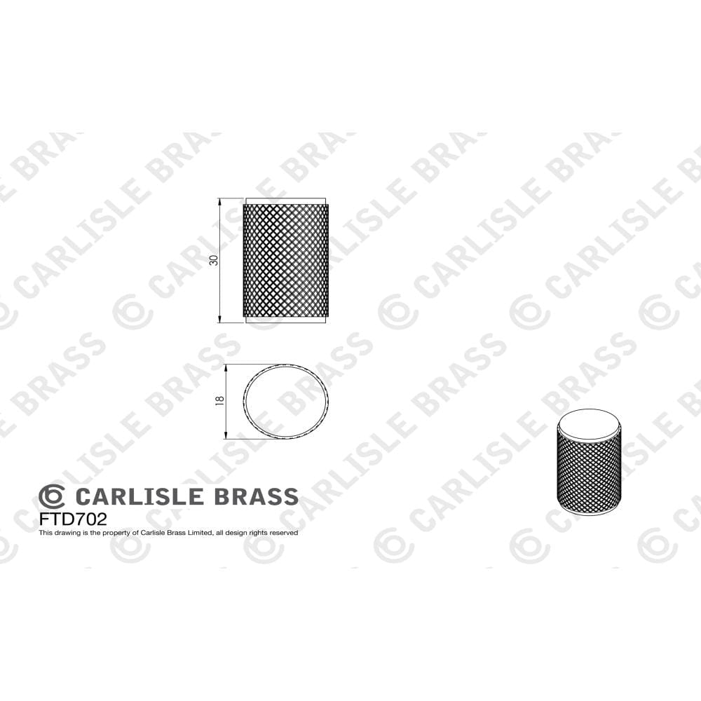 Finger Tip Design Cabinet Hardware Polished Chrome / Cabinet Knobs / 18mm Dia. FTD - Knurled Knob - Polished Chrome