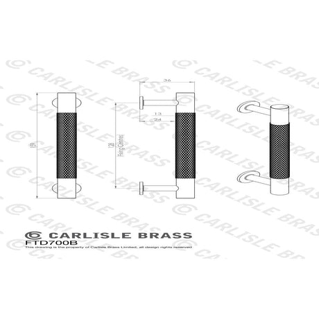 Finger Tip Design Cabinet Hardware Polished Chrome / Cabinet Pull Handles / 128mm c/c FTD - Knurled Pull Handle 128mm c/c - Polished Chrome