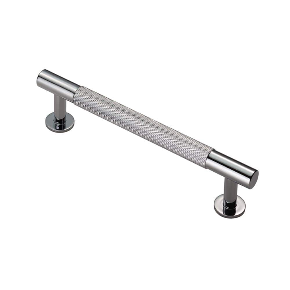Finger Tip Design Cabinet Hardware Polished Chrome / Cabinet Pull Handles / 128mm c/c FTD - Knurled Pull Handle 128mm c/c - Polished Chrome