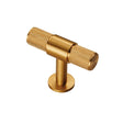 Finger Tip Design Cabinet Hardware Satin Brass / Cabinet T-Pulls FTD - Knurled T-bar Knob - Satin Brass