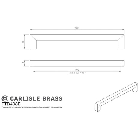 Finger Tip Design Cabinet Hardware Satin Stainless Steel / Cabinet Pull Handles / 192mm c/c FTD - Linear Handle 192mm C/C - Satin Stainless Steel