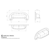 Finger Tip Design Cabinet Hardware Pewter Effect / Cabinet Cup Pulls FTD - Oval Plate Cup Handle 86mm - Pewter Effect