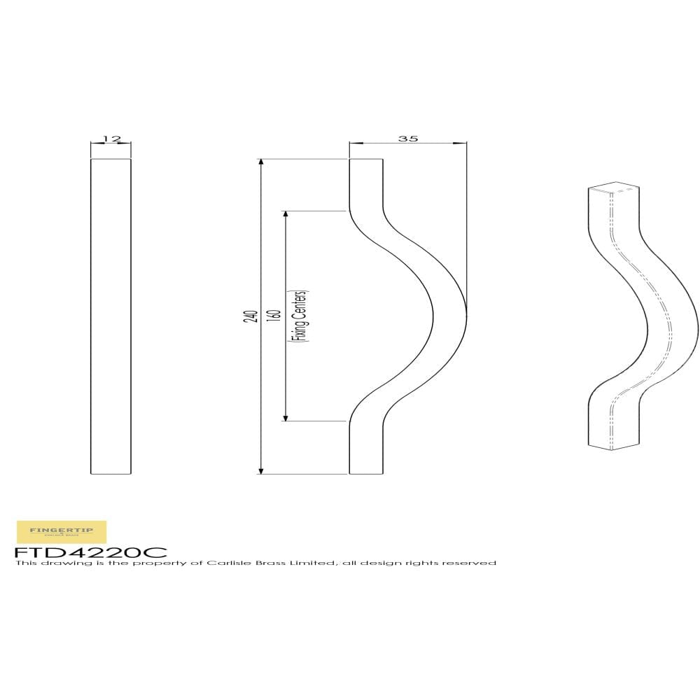 Finger Tip Design Cabinet Hardware Polished Chrome / Cabinet Pull Handles / 160mm c/c FTD - Ovenco Handle 160mm - Polished Chrome