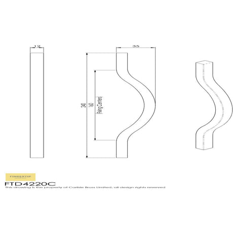 Finger Tip Design Cabinet Hardware Polished Chrome / Cabinet Pull Handles / 160mm c/c FTD - Ovenco Handle 160mm - Polished Chrome