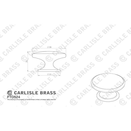 Finger Tip Design Cabinet Hardware Matt Black / Cabinet Knobs / 38mm Dia. FTD - Oxford Knob 38mm - Matt Black