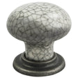 Finger Tip Design Cabinet Hardware Antique Steel Midnight Blue Crackle Glaze / Cabinet Knobs / 35mm Dia. FTD - Porcelain Mushroom Pattern Knob 35mm - Antique Steel Midnight Blue Crackle