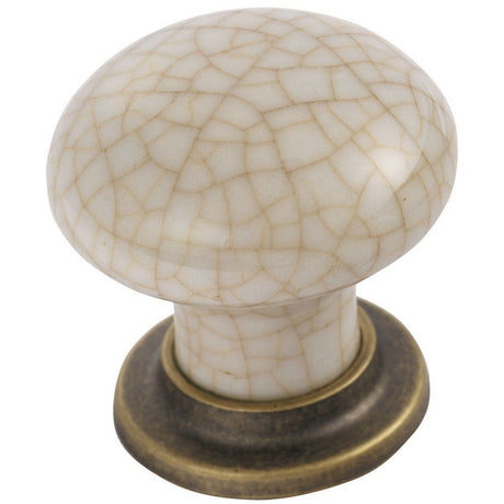 Finger Tip Design Cabinet Hardware Florentine Bronze/Ivory Crackle Glaze / Cabinet Knobs / 35mm Dia. FTD - Porcelain Mushroom Pattern Knob 35mm - Florentine Bronze/Ivory Crackle Gla