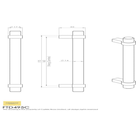 Finger Tip Design Cabinet Hardware Satin Nickel / Cabinet Pull Handles / 160mm c/c FTD - Rail Handle 160mm - Satin Nickel