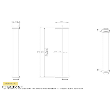 Finger Tip Design Cabinet Hardware Satin Nickel / Cabinet Pull Handles / 320mm c/c FTD - Rail Handle 320mm - Satin Nickel