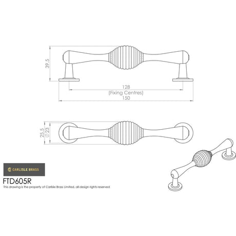 Finger Tip Design Cabinet Hardware Satin Nickel / Cabinet Pull Handles FTD - Reeded Handle - Satin Nickel