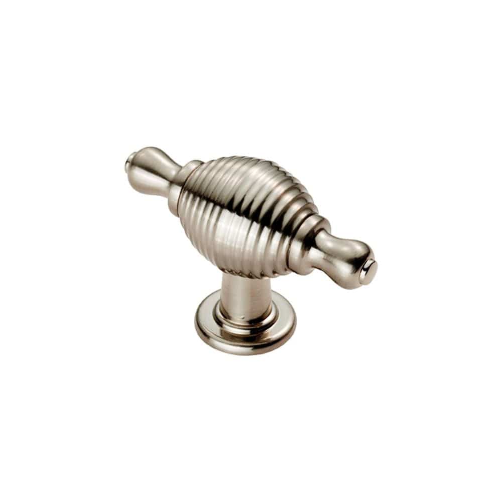 Finger Tip Design Cabinet Hardware Satin Nickel / Cabinet Knobs FTD - Reeded Knob with Finial Ears - Satin Nickel
