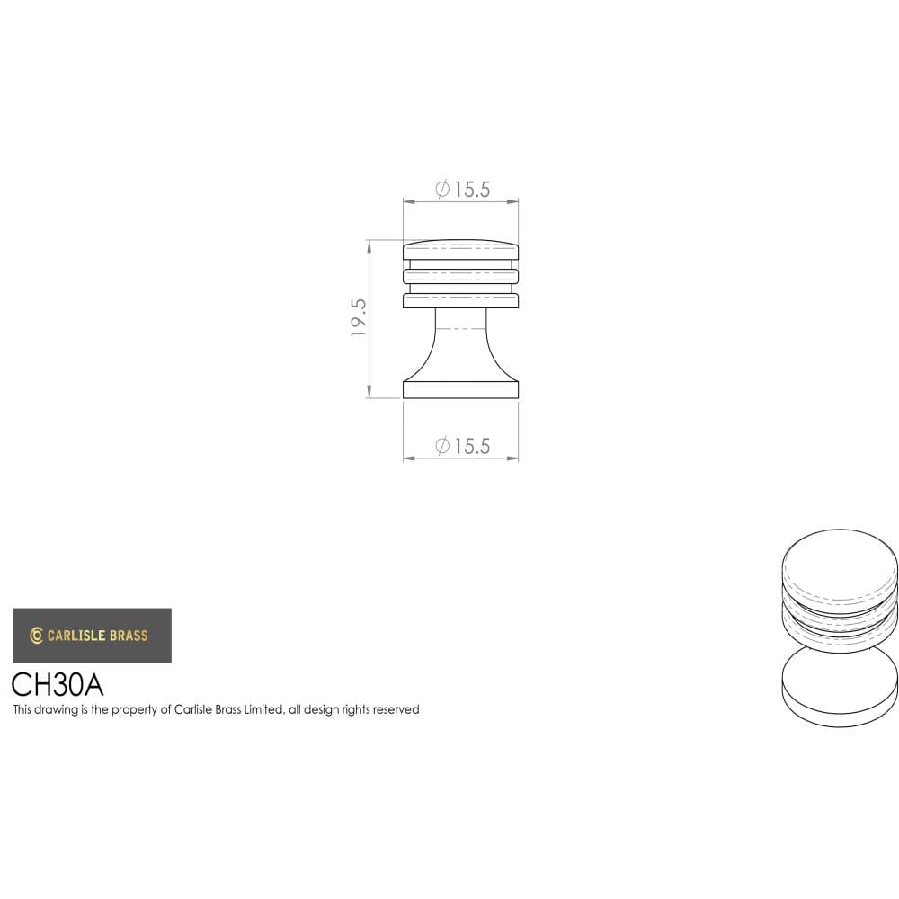 Finger Tip Design Cabinet Hardware Polished Chrome / Cabinet Knobs FTD - Ringed Knob - Polished Chrome