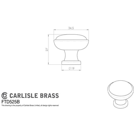 Finger Tip Design Cabinet Hardware Polished Chrome / Cabinet Knobs / 35mm Dia. FTD - Shaker Style Knob 35mm - Polished Chrome